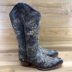 Circle G  Western Boots Womens 7.5 M Brown Embroidery Cowgirl Snip Toe